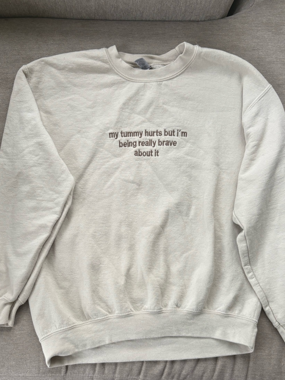 Gildan Cream Crewneck Sweatshirt with Small Center Graphic